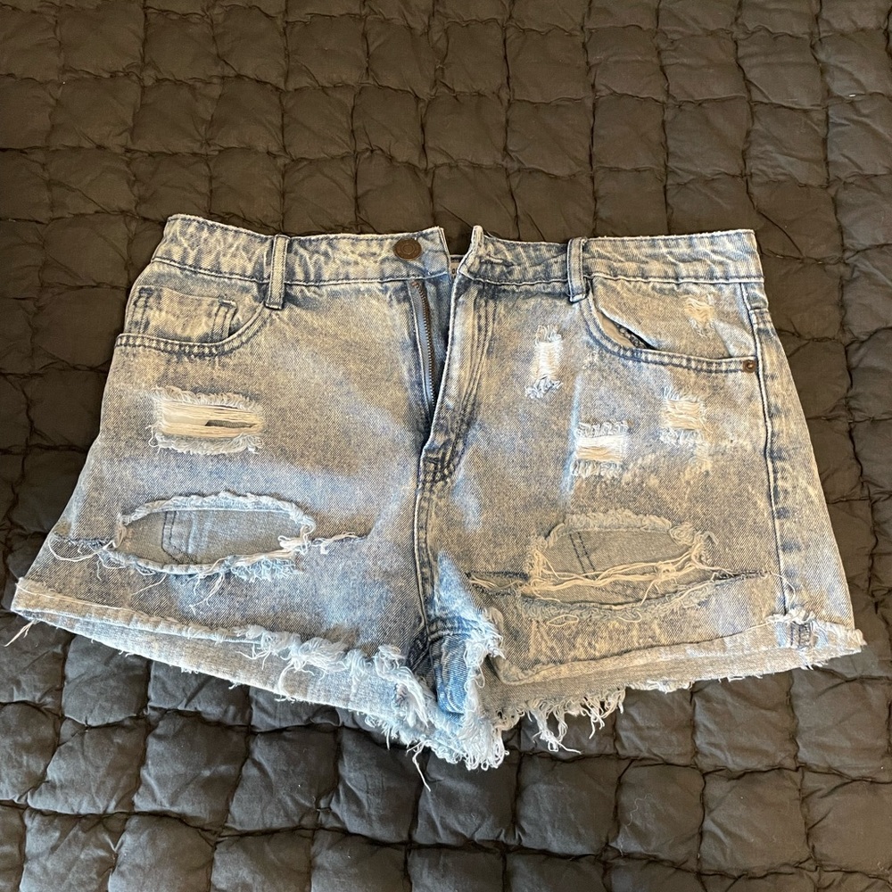 Ripped jean shorts